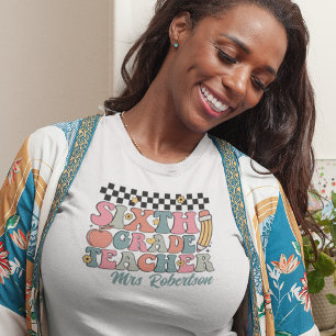 Camiseta Profesora de 6º grado Retro Personalizado
