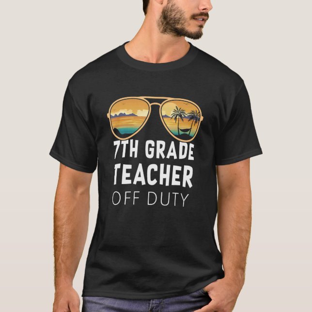 Camiseta Profesora de 7º Grado en la playa de Lugares de De (Anverso)