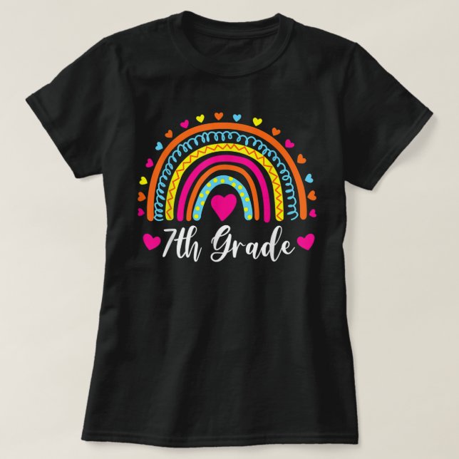 Camiseta Profesora de 7º grado Grado Gracioso Arcoiris Love (Diseño del anverso)
