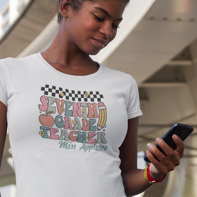 Camiseta Profesora de 7º grado Retro Personalizado (Subido por el creador)