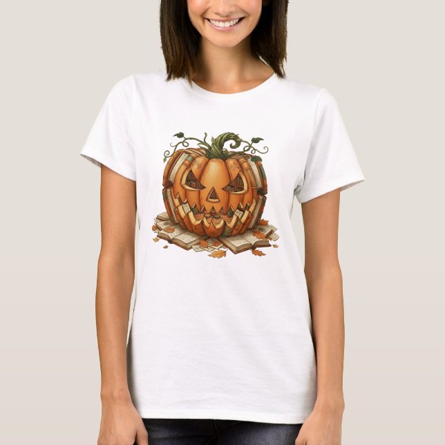 Camiseta Profesora de Bibliotecarias Retro de la Calabaza d (Anverso)