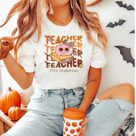 Camiseta Profesora de Caída Retro personalizado - Calabaza 