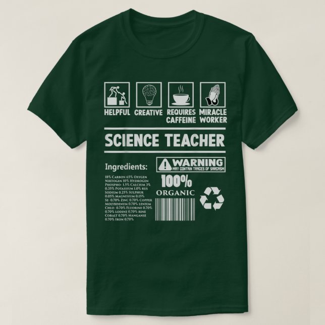 Camiseta Profesora de Ciencia Hechos Nutricionales Gracioso (Diseño del anverso)