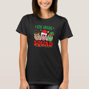 Camiseta Profesora de cuarto grado de Navidades Retro Groov