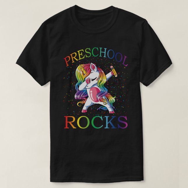 Camiseta Profesora de Dabbing PRESCHOOL Unicorn Tshirt 1ro  (Diseño del anverso)