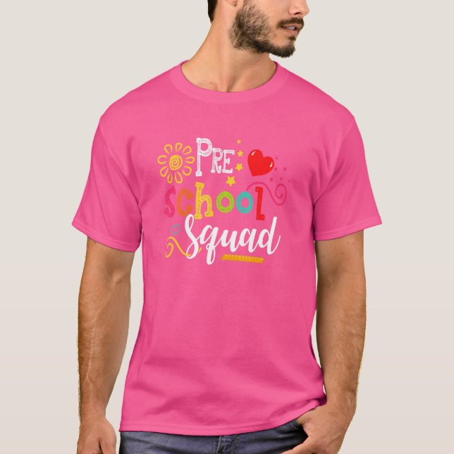 Camiseta Profesora de Escuadrón de Preescolar de vuelta a l (Anverso)