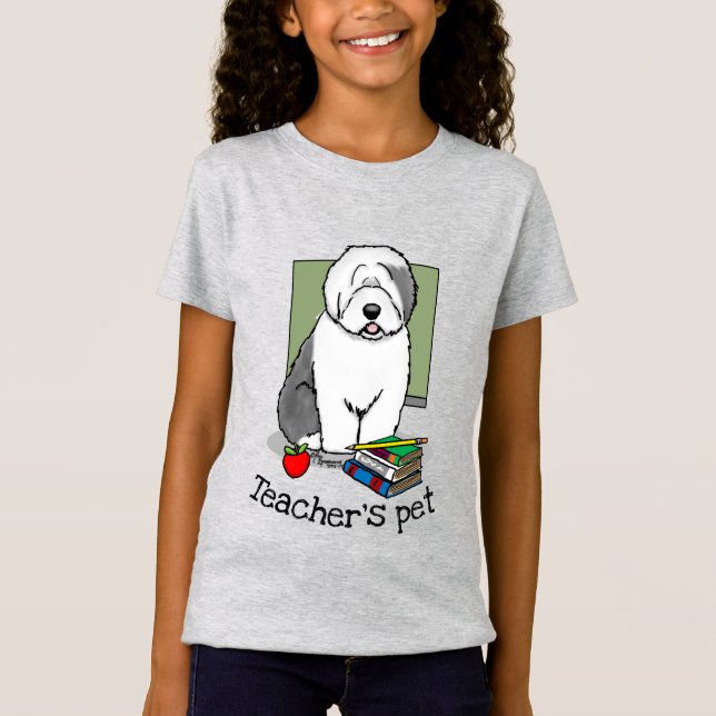 Camiseta Profesora de escuela perro pastor de inglés viejo  (Anverso)
