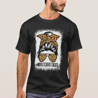 Camiseta Profesora de escuela secundaria leopardo desordena