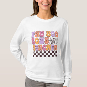 Camiseta Profesora de Fab-BOO-lous Halloween Larga Manga
