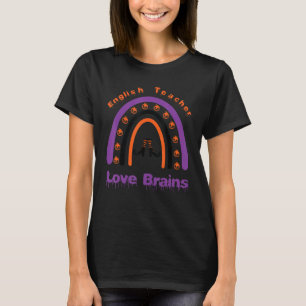 Camiseta Profesora de inglés de Halloween ama el cerebro de