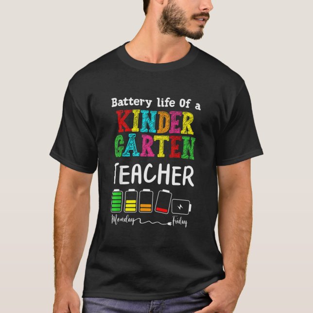 Camiseta Profesora de kindergarten Batería de vida de kinde (Anverso)