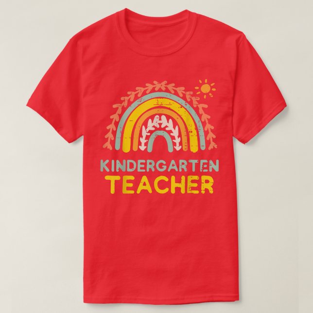 Camiseta Profesora de kindergarten Rainbow Cute Primer Día  (Diseño del anverso)