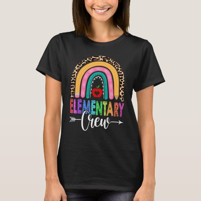 Camiseta Profesora de leopardo arcoiris de crianza elementa (Anverso)