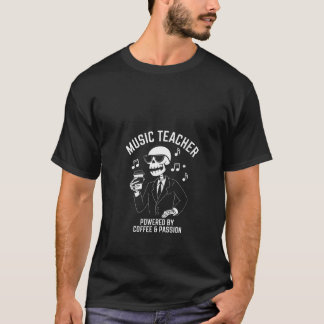 Camiseta Profesora De Música Skeleton Impulsada Por Café Pa