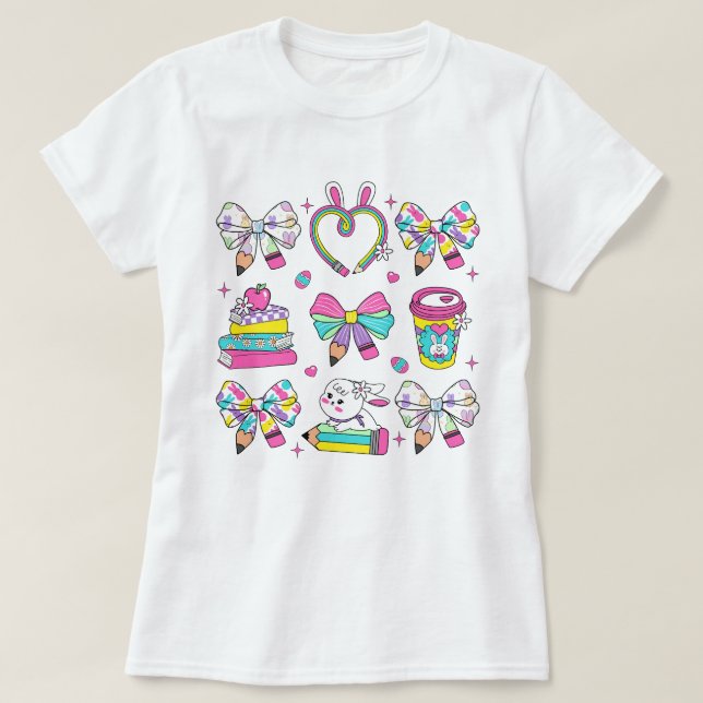 Camiseta Profesora de Pascua Coquette Bow (Diseño del anverso)