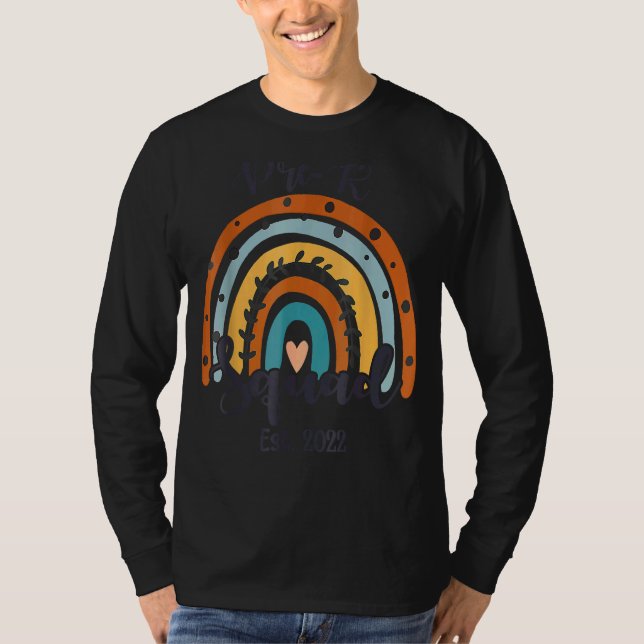Camiseta Profesora de pre-K Squad Boho Rainbow (Anverso)