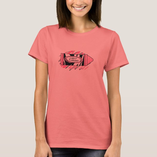 Camiseta Profesora de Preescolar de Impresión Cebra y Crayó (Anverso)