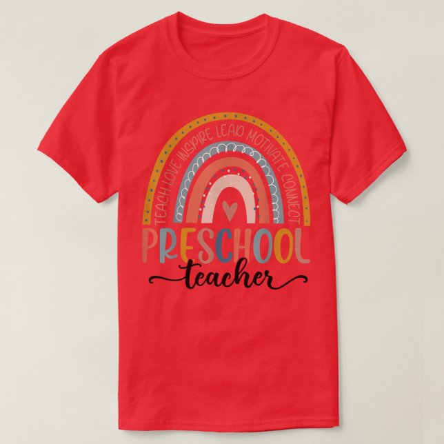 Camiseta Profesora de Preescolar Leopardo Arcoiris De Vuelt (Diseño del anverso)