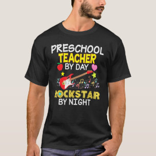Camiseta Profesora De Preescolar Por Día Rockstar Noche De 