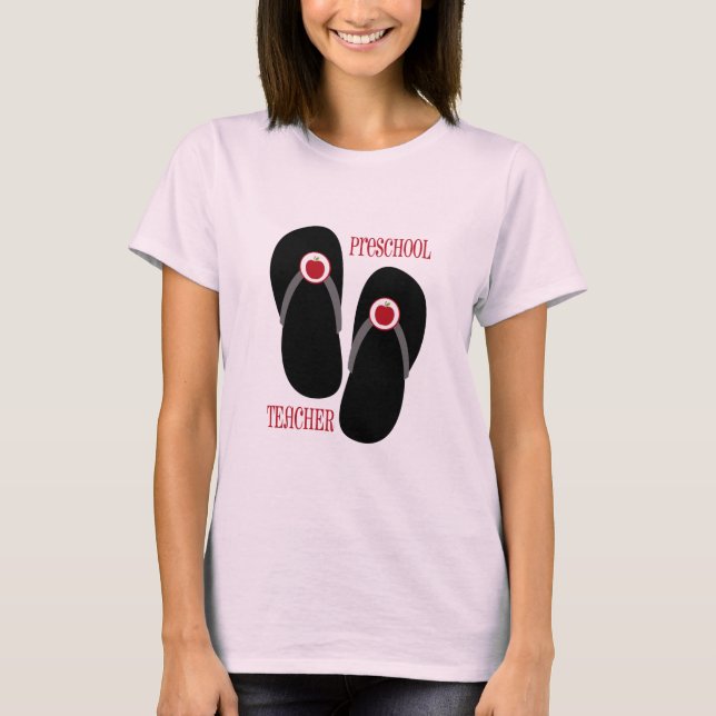 Camiseta Profesora de Preescolar Red Apple Flip Flops (Anverso)