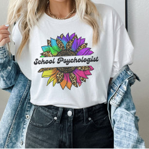 Camiseta Profesora de Psicólogo Escolar Girasol Arcoiris