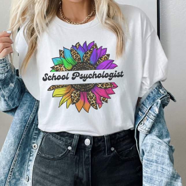 Camiseta Profesora de Psicólogo Escolar Girasol Arcoiris (School Psychologist Profession Rainbow Sunflower T-Shirt
)