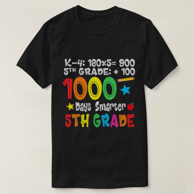 Camiseta Profesora de quinto grado - 1000 días más intelige (Diseño del anverso)
