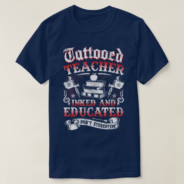Camiseta Profesora De Tatuaje Enganchada Y Divertida Educad (Diseño del anverso)