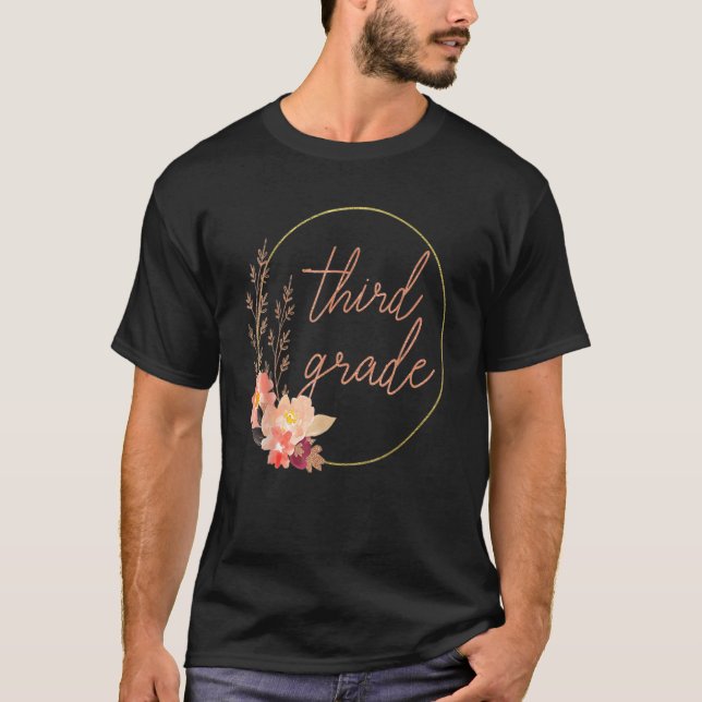 Camiseta Profesora de tercer grado de Floral (Anverso)