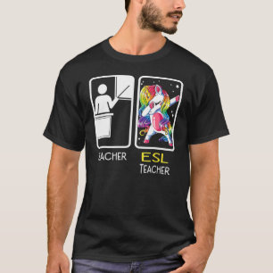 Camiseta Profesora de Unicorn Dabbing Esl De Vuelta A La Es