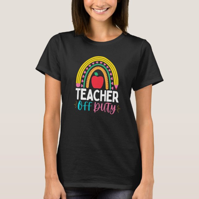 Camiseta Profesora de vacaciones de verano en arco iris fue (Anverso)