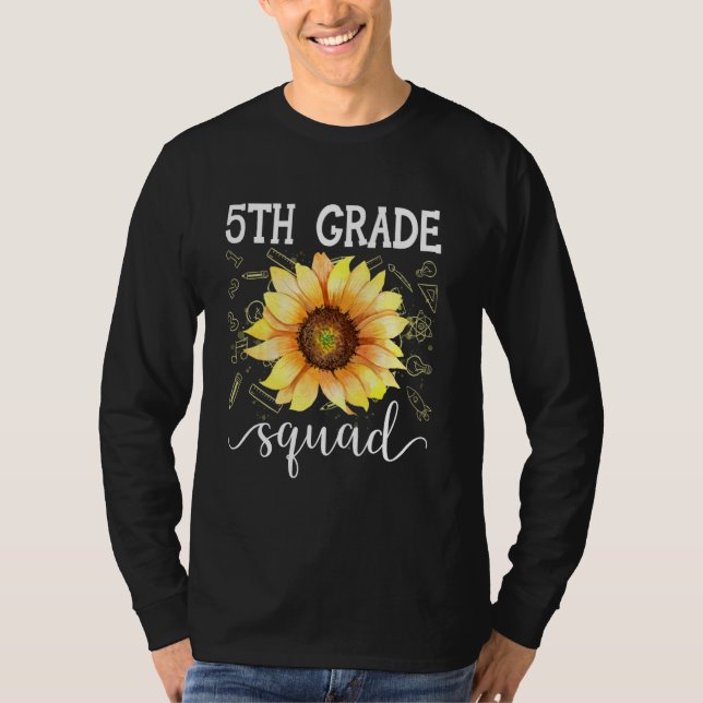 Camiseta Profesora divertida de girasol de 5º grado Squad d (Anverso)