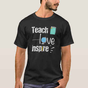 Camiseta Profesora Enseñar amor Inspire Libro Lápiz de glob