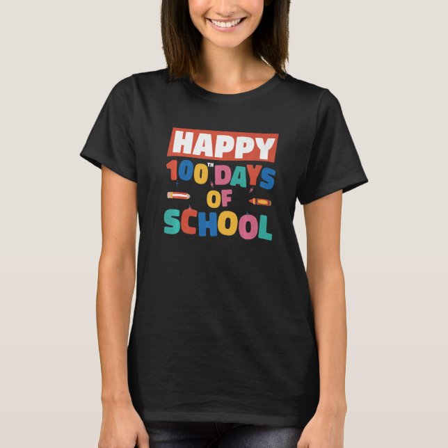 Camiseta Profesora Estudiantil Facemask Feliz 100 días de c (Anverso)