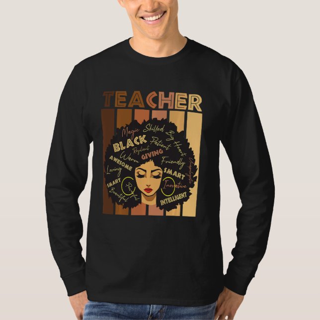 Camiseta Profesora inteligente negra de historia negra orgu (Anverso)
