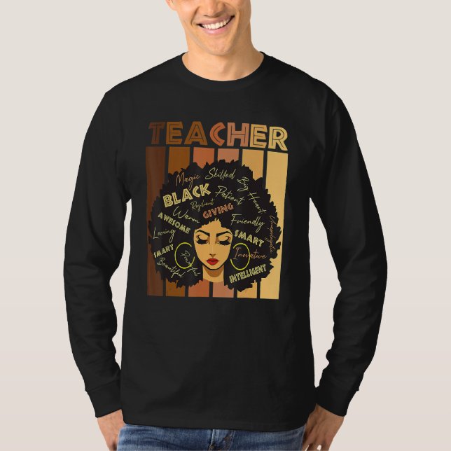 Camiseta Profesora inteligente negra de historia negra orgu (Anverso)