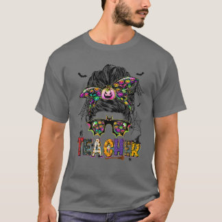 Camiseta Profesora Messy Bun Women gafas de sol divertida H