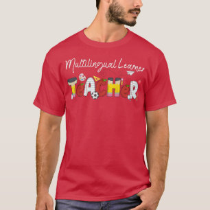 Camiseta Profesora multilingüe de aprendizaje vuelve a la e