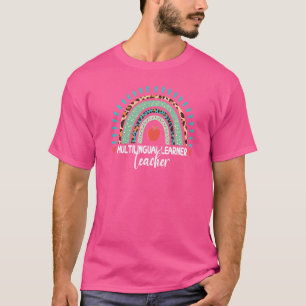 Camiseta Profesora multilingüe Leopard Rainbow Lingu