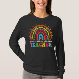 Camiseta Profesora multilingüe Leopard Rainbow Multi
