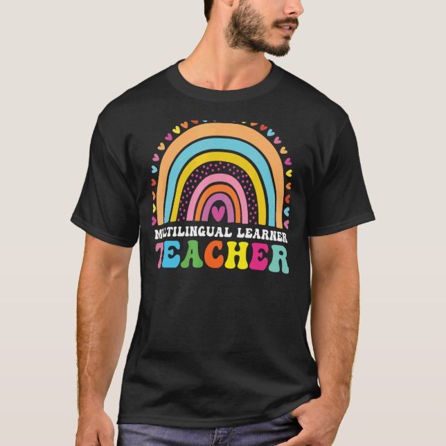 Camiseta Profesora multilingüe Leopard Rainbow Multi (Anverso)