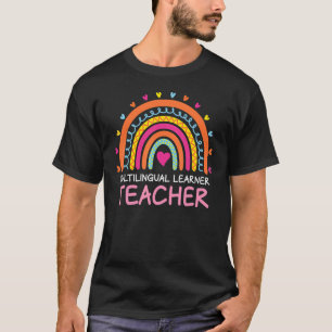 Camiseta Profesora multilingüe Leopard Rainbow Multi
