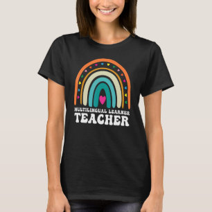 Camiseta Profesora multilingüe Leopard Rainbow Multi