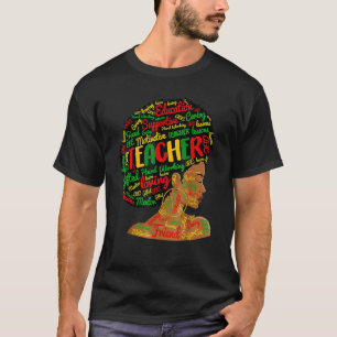 Camiseta Profesora Negra Afro Retro que Combina con el Mes
