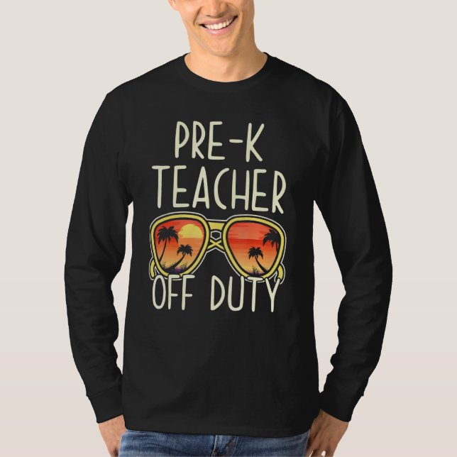 Camiseta Profesora pre-K de vacaciones de playa de gafas de (Anverso)