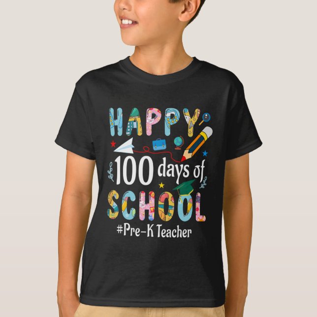 Camiseta Profesora pre-k Divertido 100° día de clases (Anverso)