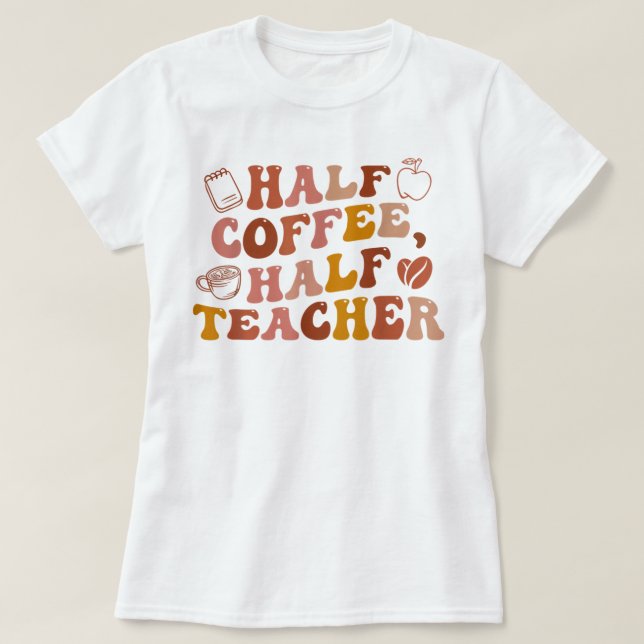 Camiseta Profesora Primer Día De La Escuela Media Café Medi (Diseño del anverso)