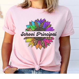 Camiseta Profesora principal de escuela girasol arco iris