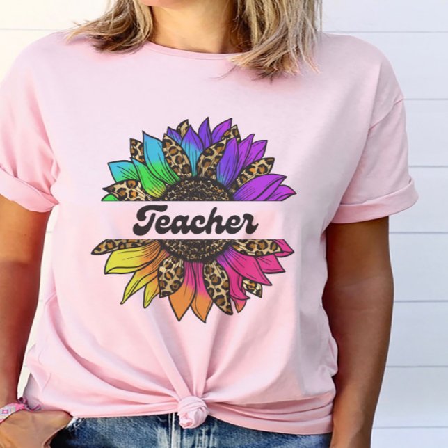 Camiseta Profesora Profesión del girasol arcoiris (Teacher Profession Rainbow Sunflower T-Shirt
)