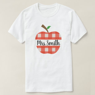 Camiseta Profesora Red Gingham Apple Split Design Unisex